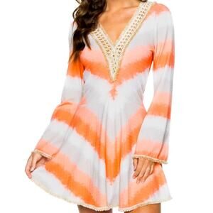 Luli Fama deep plunge multi color stripe cover up dress Los flamencos L